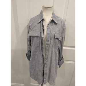 Indigo‎ Star Denim & Dry Goods Distressed Wash Button Up Shirt Size L